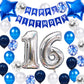 16Th Birthday Party Decoration For Boys, Happy Birthday Banner Blue Number 16 Birthday Balloons 16Th Birthday Latex Confetti Bal