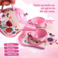 D-FantiX Pink Tin Tea Set for Kids - 15Pcs Toddler Tea Party Playset, Small Size, Includes Metal Teapots and Cups, Model AM-TG651-N-E