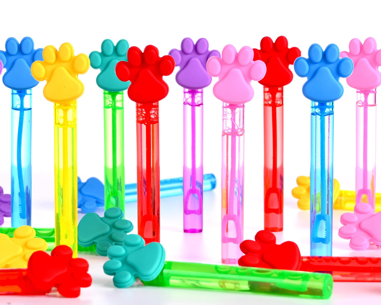 24Pcs Paw Print Bubble Wands For Kids Blue Puppy Dog Party Favors Decorations Pinata Filler Goodie Bags Suffer Classroom Prizes