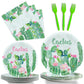 96 Pcs Cactus Plates And Napkins Party Supplies Boho Birthday Tableware Set Floral Cactus Party Decorations Favors For Watercolo