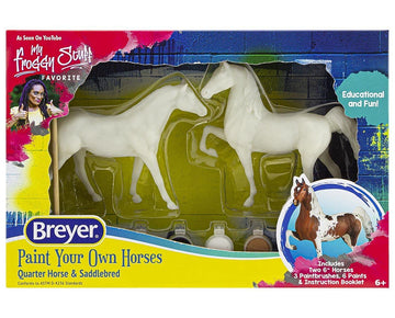 Breyer Horses Paint Your Own Horse - Quarter Horse & Saddlebred Paint & Play | 2 Horse Set | Model #4260
