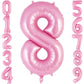 Pink Number 8 Balloon 40 Inch, Big Large Foil Helium Number Balloons, Jumbo Giant Mylar Number 8 Balloons For 8 Year Old Birthda