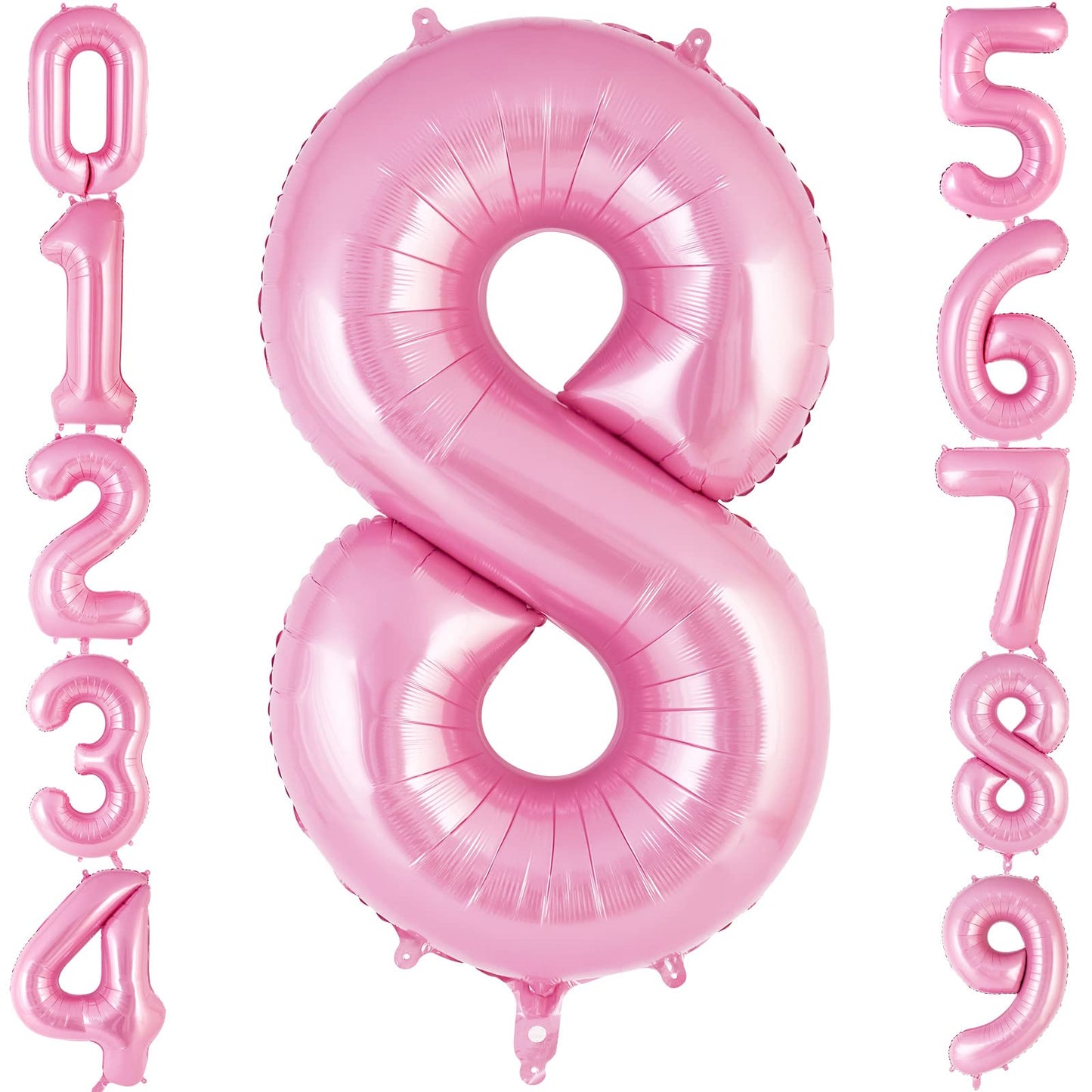 Pink Number 8 Balloon 40 Inch, Big Large Foil Helium Number Balloons, Jumbo Giant Mylar Number 8 Balloons For 8 Year Old Birthda