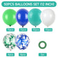 50Pcs Blue Green Balloons 12Inch Light Green Blue Vintage Klein Blue Green Confetti Balloons With Ribbons For Boys Birthday Part