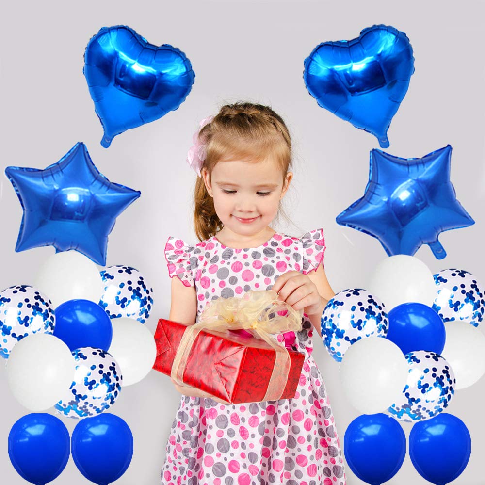 Huture 6 Birthday Party Supplies Blue Number 6 Foil Balloon Happy Birthday Banner Kit 6Th Birthday Decoration White Blue Latex C