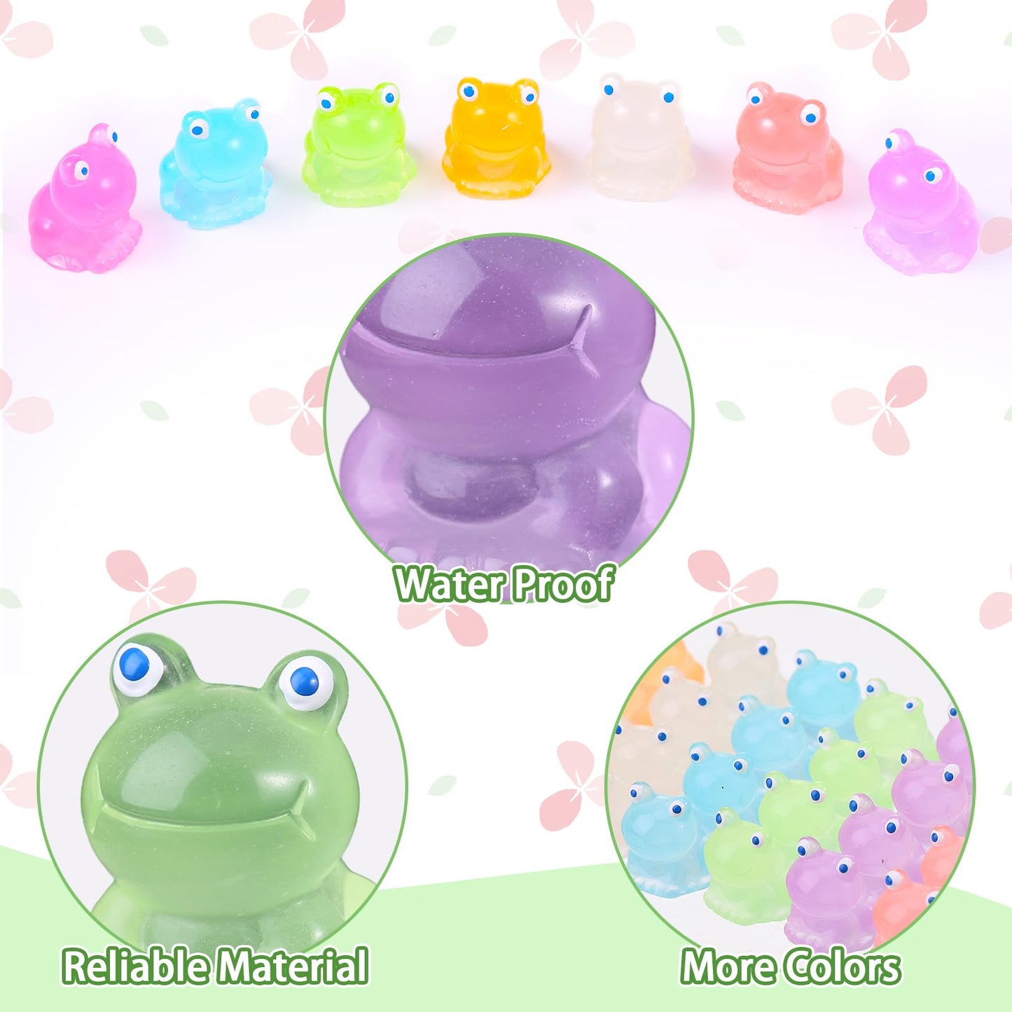 Fuyamp 100 Pcs Mini Resin Luminous Frogs Glow in The Dark Tiny Frogs Luminous Mini Portrait Mini Fairy Garden DIY Christmas Birt