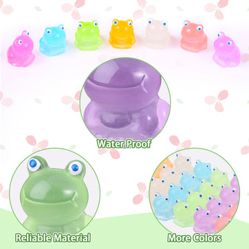 Fuyamp 100 Pcs Mini Resin Luminous Frogs Glow in The Dark Tiny Frogs Luminous Mini Portrait Mini Fairy Garden DIY Christmas Birt