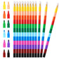 Leinuosen 60 Pieces Colorful Stacking Crayons Stackable Buildable Crayons for School Office Supplies, 12 Colors