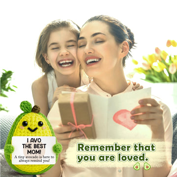 GiftMark Mom Gift from Daughter Mothers Day Decor Positive Crochet Avocado Funny Emotional Cheer Support Crochet Mini Handmade Birthday Gifts for Mom Women