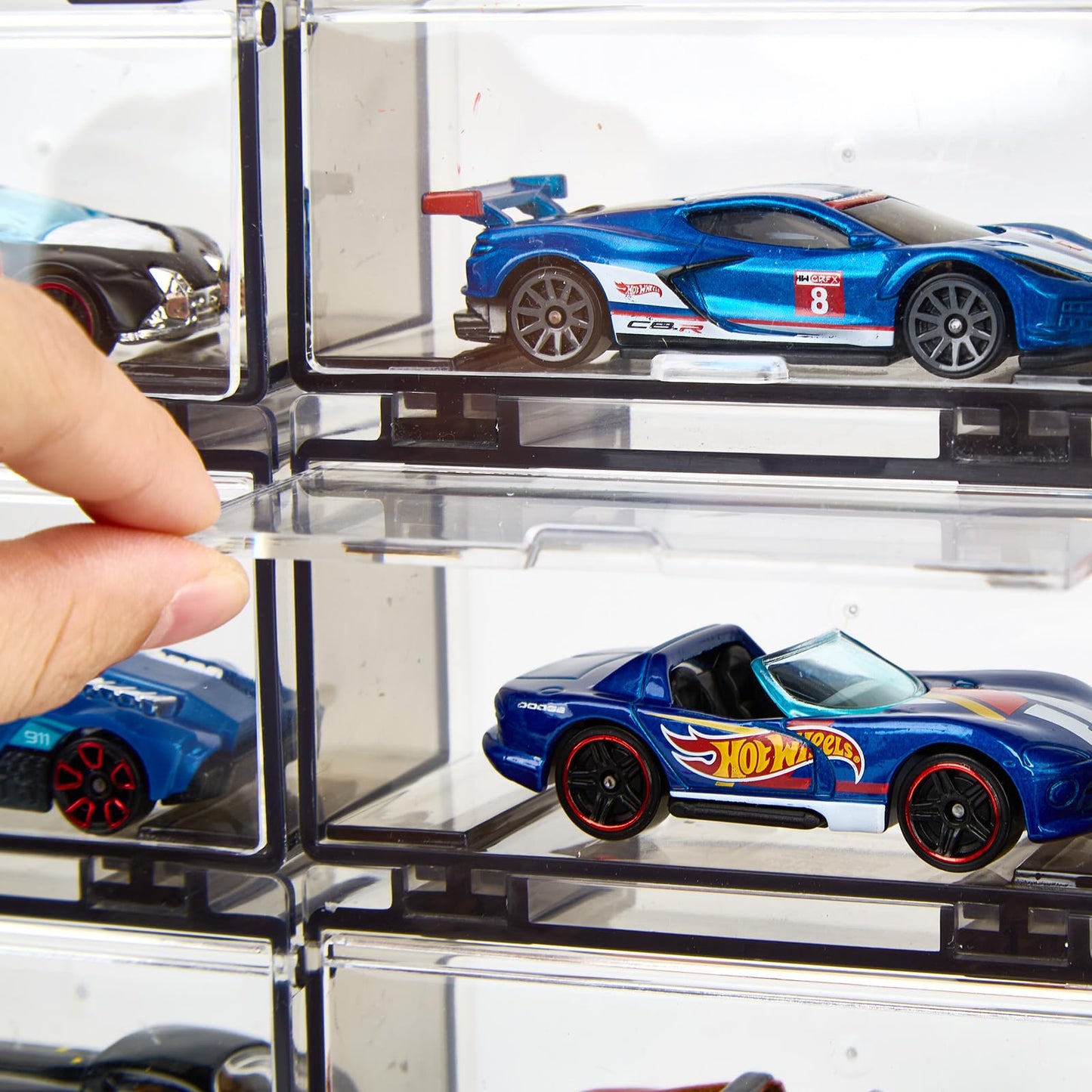 Saichotoy Hot Wheels Display Case: Stackable Toy Car Storage, Transparent Organizer For Matchbox & Hot Wheels 1/64 Scale Diecast