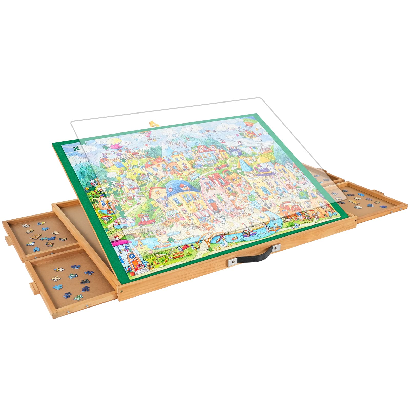 All4Jig Adjustable Jigsaw Puzzle Board With 4 Drawers & Cover - 3-Tilting-Angle Jigsaw Wooden Puzzle Table For Adults 25'X34'Jigsaw Portable Puzzle Table Top Easel Birthday Gift For Mom
