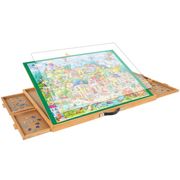 All4Jig Adjustable Jigsaw Puzzle Board With 4 Drawers & Cover - 3-Tilting-Angle Jigsaw Wooden Puzzle Table For Adults 25'X34'Jigsaw Portable Puzzle Table Top Easel Birthday Gift For Mom