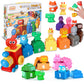 Learning Toy For Toddlers 2-4Years Old, Counting, Matching & Sorting Montessori Farm Train Toys Including 9 Animals And 1 Trainman Soft Rubber Car Toy Christmas Birthday Gift For Baby Boys Girls