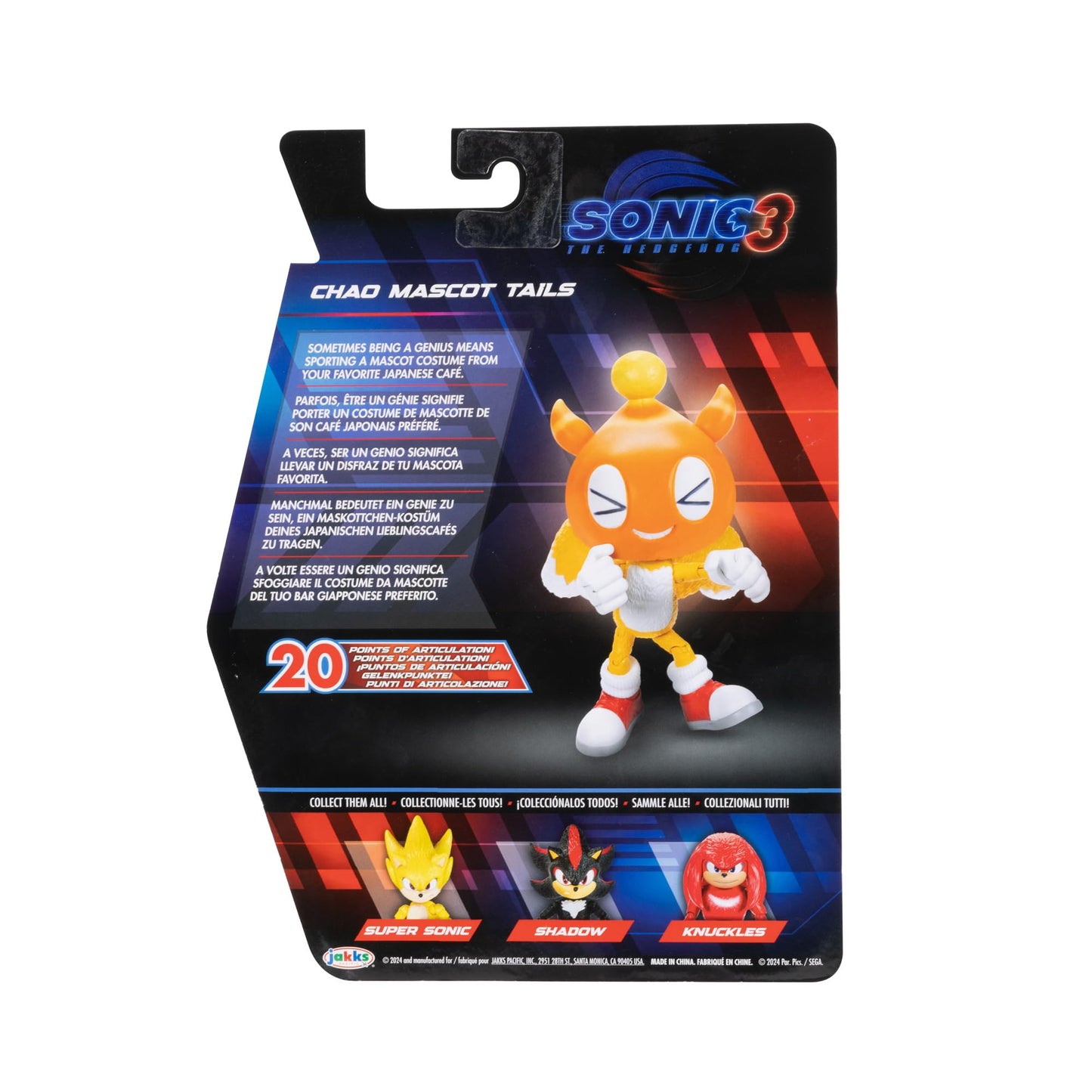 Sonic The Hedgehog Sonic 3 Movie Action Figures 5-Inch Chao Mascot Tails Collector Toy Figure, Highly Articulated for Boys Girls