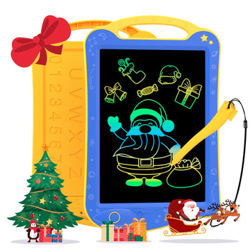 GUYUCOM LCD Kids Drawing Tablet - Colorful Doodle Board for Toddlers, 6W x 10H, Blue/Yellow Educational Travel Toy, Great Gift for Boys & Girls