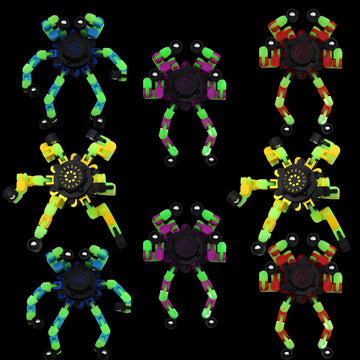 Fidget Spinners, Diy Transformable Chain Robot Finger Spinner, Glow In The Dark Deformable Creative Mechanical Gyro Toy Stress R