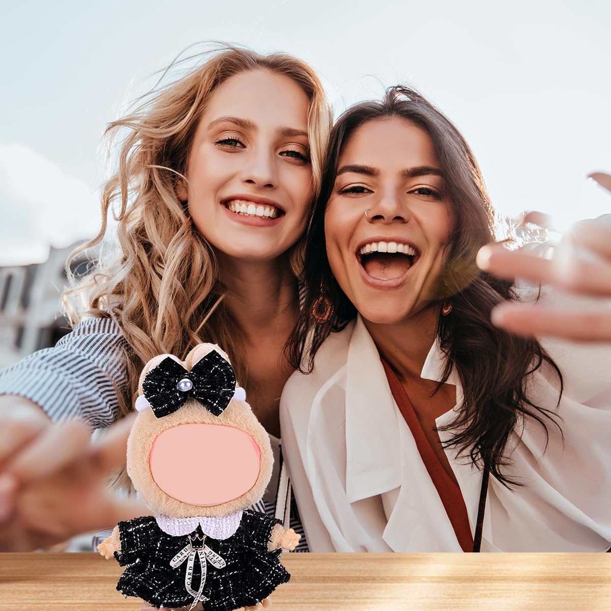 17cm Doll Clothes Set  enhanced Jeans & Knitted Sweater Outfit for 17cm 15cm Dolls  Cute Dress Up Fashion  No Doll Included (Black  17cm/15cm)