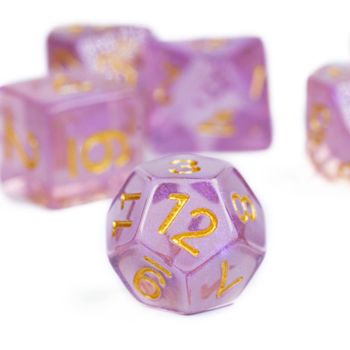 UDIXI 7PCS DND Dice Set Filled with Aurora Powder, Purple D&D Dice for Dungeons and Dragons, Polyhedral Dice for RPG MTG and Oth