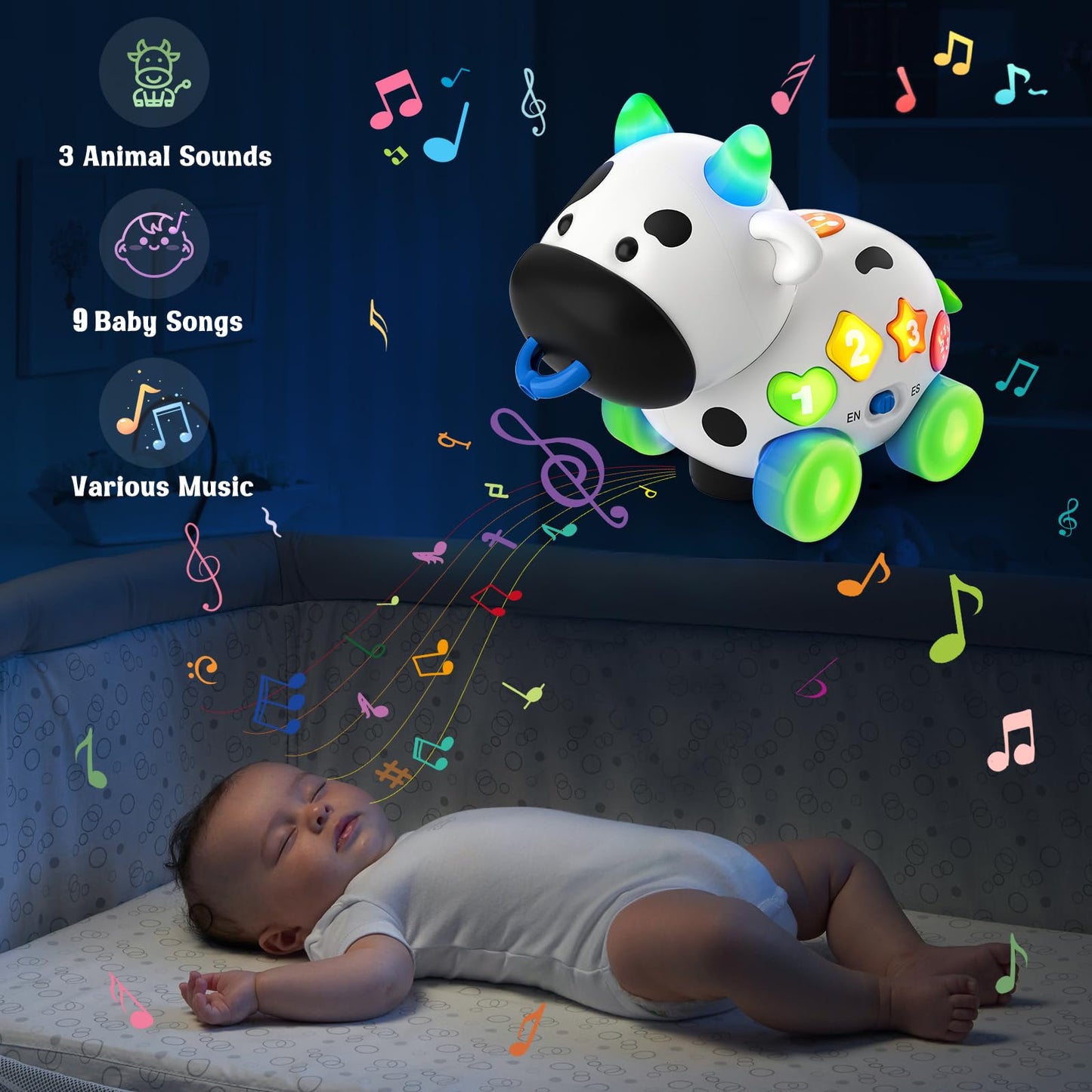 Crawling & Walking Baby Toys 6-12-18 Month, Bilingual Musical Toys for 1 Year Old Old Boy Girl, Developmental Infant Toy for 6 7