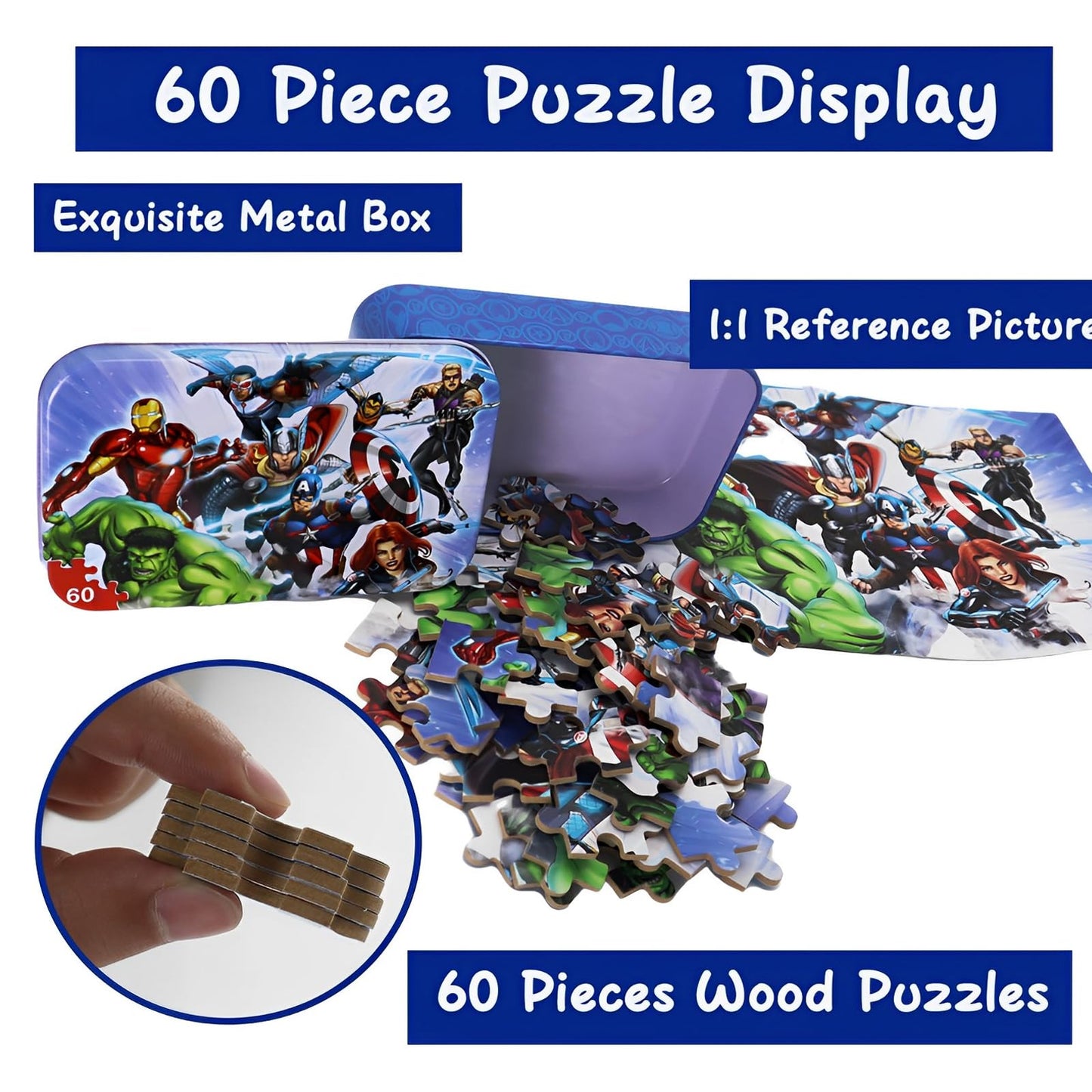 Avengers Jigsaw Puzzles For Kids Ages 4-8, 60 Piece Superhero Puzzles Learning Educational Puzzles For Children Girls And Boys,