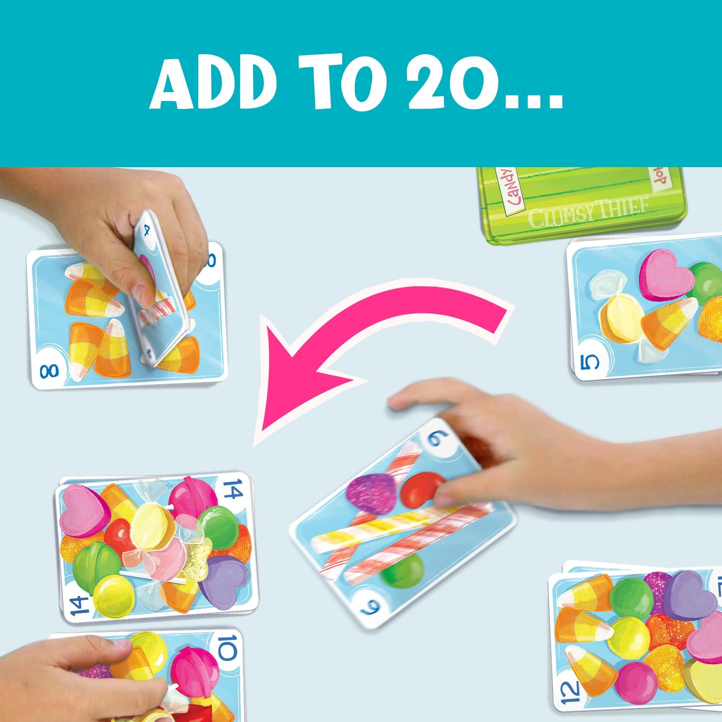 Melon Rind Math Game for Kids - Clumsy Thief Candy Shop, Cardstock, Multicolor, Ages 8+, 3-6 Players, Adding to 20 Educational Fun