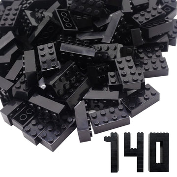 Wyswyg Building Bricks 2X4 Stud 140 Pcs, Classic Building Blocks, Building Bricks Only, Compatible, Black.