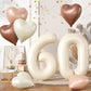 Biapian 60 Inch Cream Number 50 Balloons, 8Pcs Giant Foil Number 6 & 0 Balloons With 18'' Cream White Heart Balloon For 60Th Yea