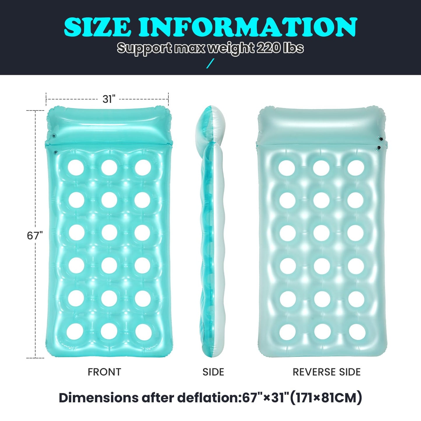 Inflatable Pool Floats Raft, Inflatable Pool Float With Headrest For Adults - Cooling Pool Floats Lounger Floats Raft Floating C