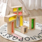 Xylolin Large Wooden Building Blocks Set For Toddlers, 36 Pcs Rainbow Big Window Hollow Blocks Set For Kids, Sensory Indoor Wood