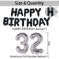 Naninuneno 32Nd Black Silver Birthday Party Decorations For Men Women, Happy 32 Birthday Party Supplies With Black Happy Birthda