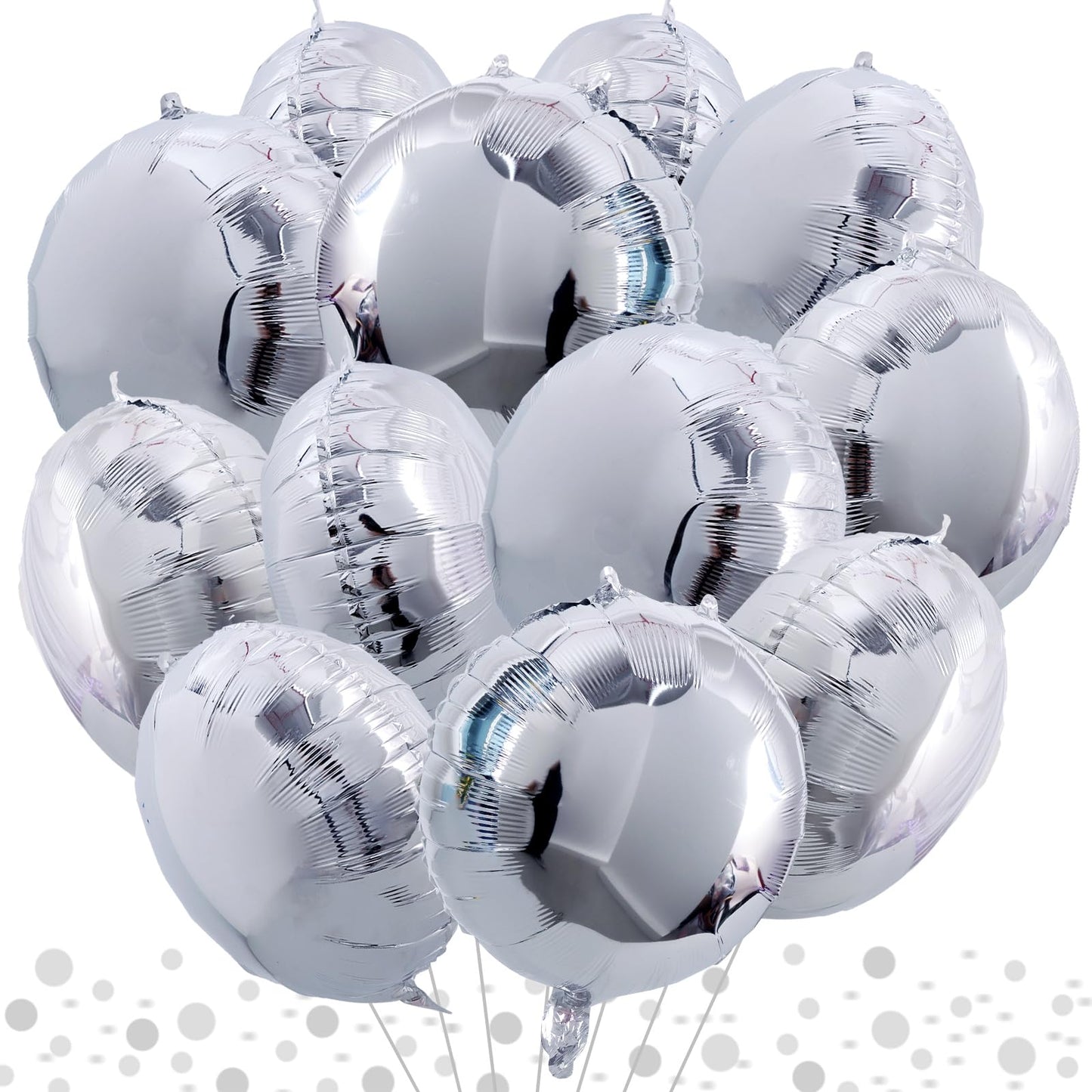 TONIFUL 30Pcs 18 Inch Round Balloons Large Silver Round Shape Foil Balloons Big Silver Round Helium Mylar Decorations for Birthd