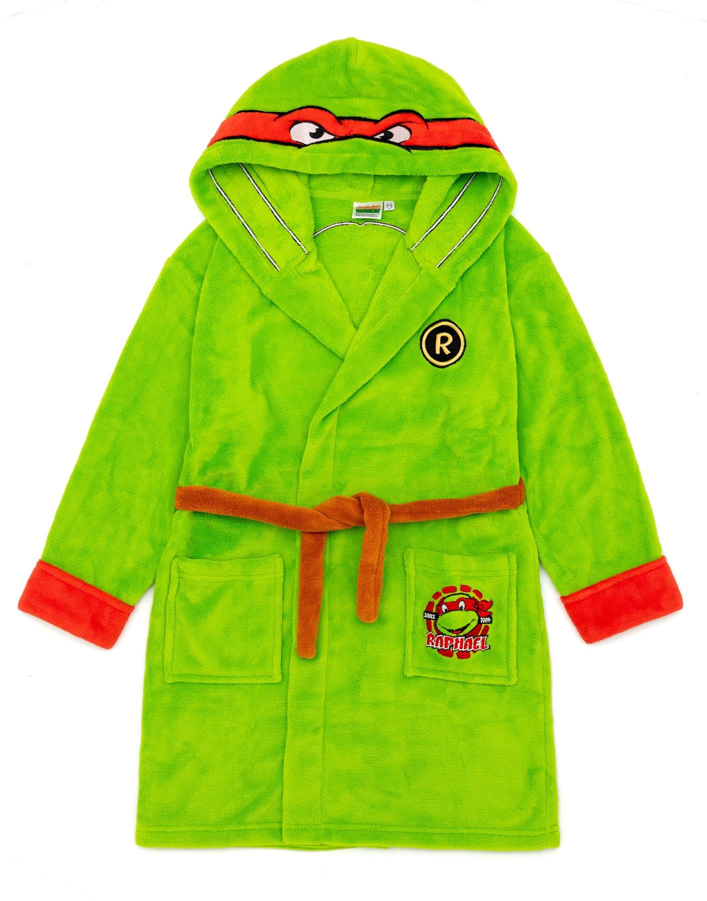 Teenage Mutant Ninja Turtles Boys Hooded Bathrobe Kids Superhero Dressing Gown In Green Cosy Comic Fleece Children Toddlers