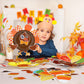 Funnymoom 24 Sets Thanksgiving Turkey Craft Kit for Kids, Thanksgiving DIY Plate Craft Make a Turkey Arts Fall DIY Plate Kit for