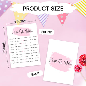 Zedev Would She Rather, Birthday Party Games, Girl Birthday Sleepover Party Favor, Set Of 20 Games Cards, Teen Girls Birthday Su