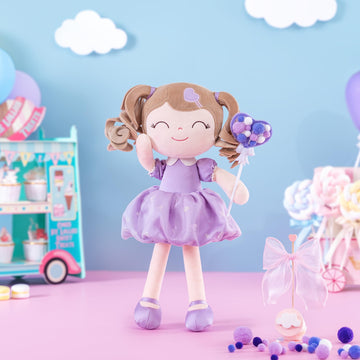 Gloveleya Baby Doll Gifts Plush Curly Girl Toys With Love 16' Purple Light Skin