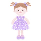 Onetoo Plush Rag Doll First Baby Doll Soft Baby Doll Sleeping Cuddle Buddy Doll For Girls Wear Purple Polka Dot Dress 14'(Milly Series)