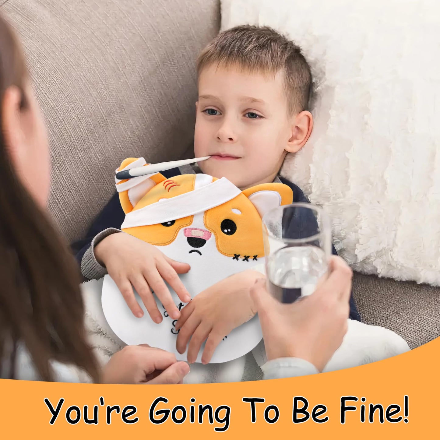 Leyoha Get Well Soon Dog Plush - Dog Stuffed Animals Corgi Plushie Toys With Injury Bandage, Kids' Pillow Cushion, Gifts For Pat