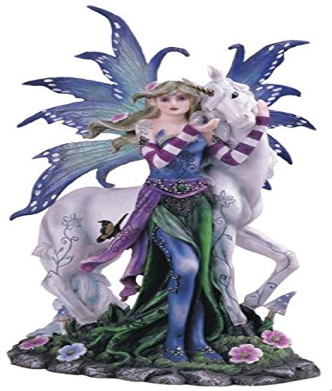 Stealstreet Blue Fairy With Unicorn And Butterfly Collectible Figurine Statue