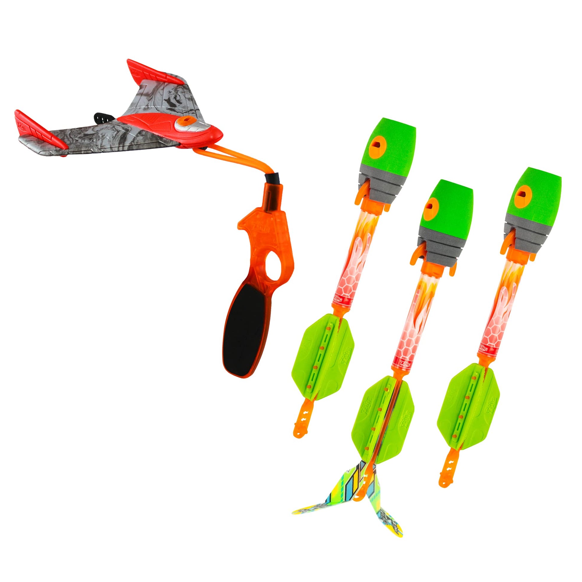 Zing Launching Combo Fun Pack, Includes 2 Sky Ripperz (Fly Up To 250 Ft), 1 Sky Ripperz Heli Howler (Fly Up To 150 Ft), 1 Sky Gliderz (Loops & Glides 120 Ft) And 1 Rip Zip Launcher, For Ages 8 And Up