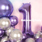 Rainbowq Party 1 Balloon Number 40 Inch For Boy Or Girl Big Purple 0-9 Foil Mylar Large 1St Number Balloon Happy First Birthday
