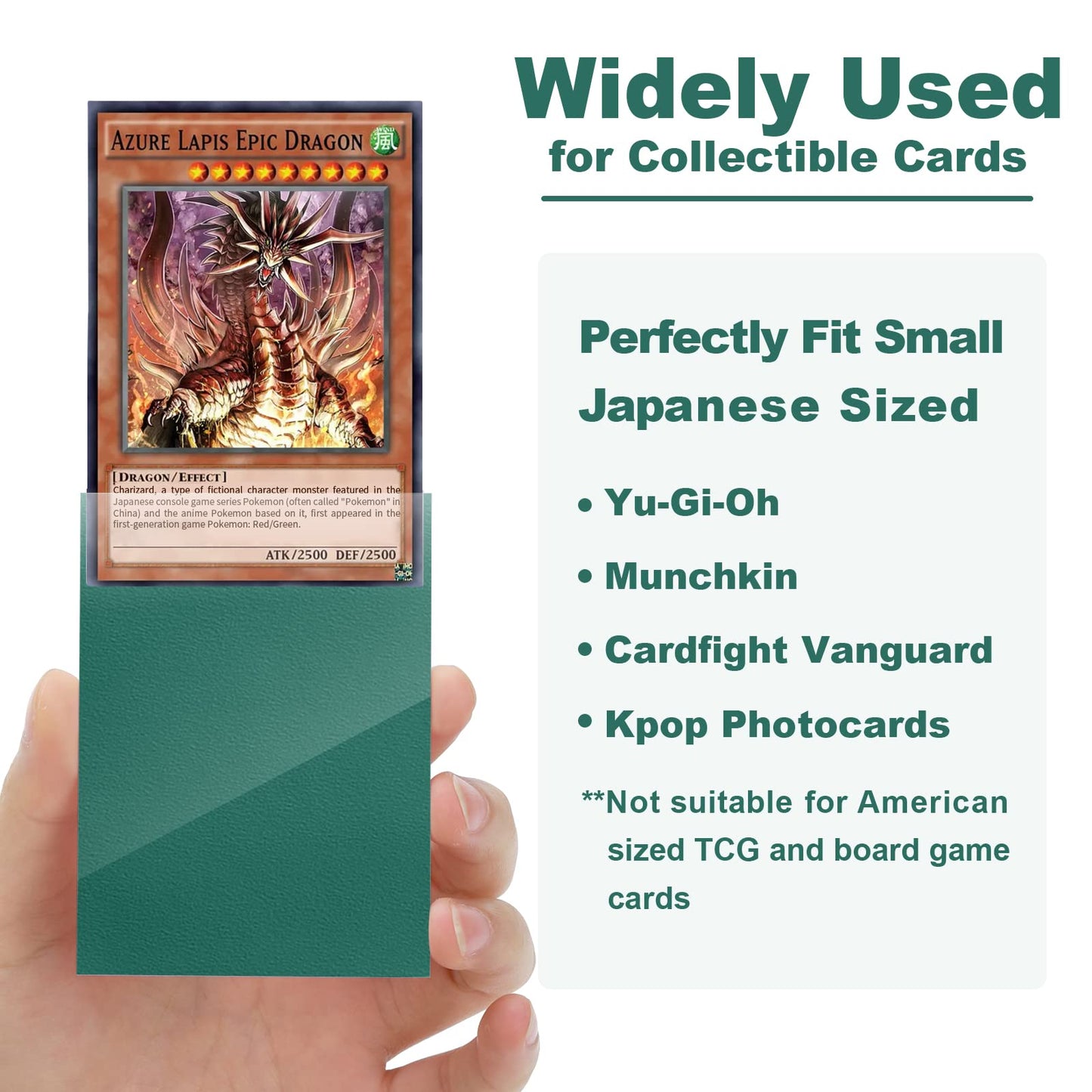 Green Yu-gi-oh Card Sleeve 200 Pack  Japanese Small Card Sleeves Photocard Sleeves 62x89mm  Back Textured Perfect Shuffling  Protect Your Japanese Sized Trading Cards Kpop Photocard Never Tear