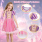 Benylion Princess Dress for Girls Kids Halloween Dress Up Clothes Pretend Play Birthday Purple Dress up Clothes for Kids Age 7-8