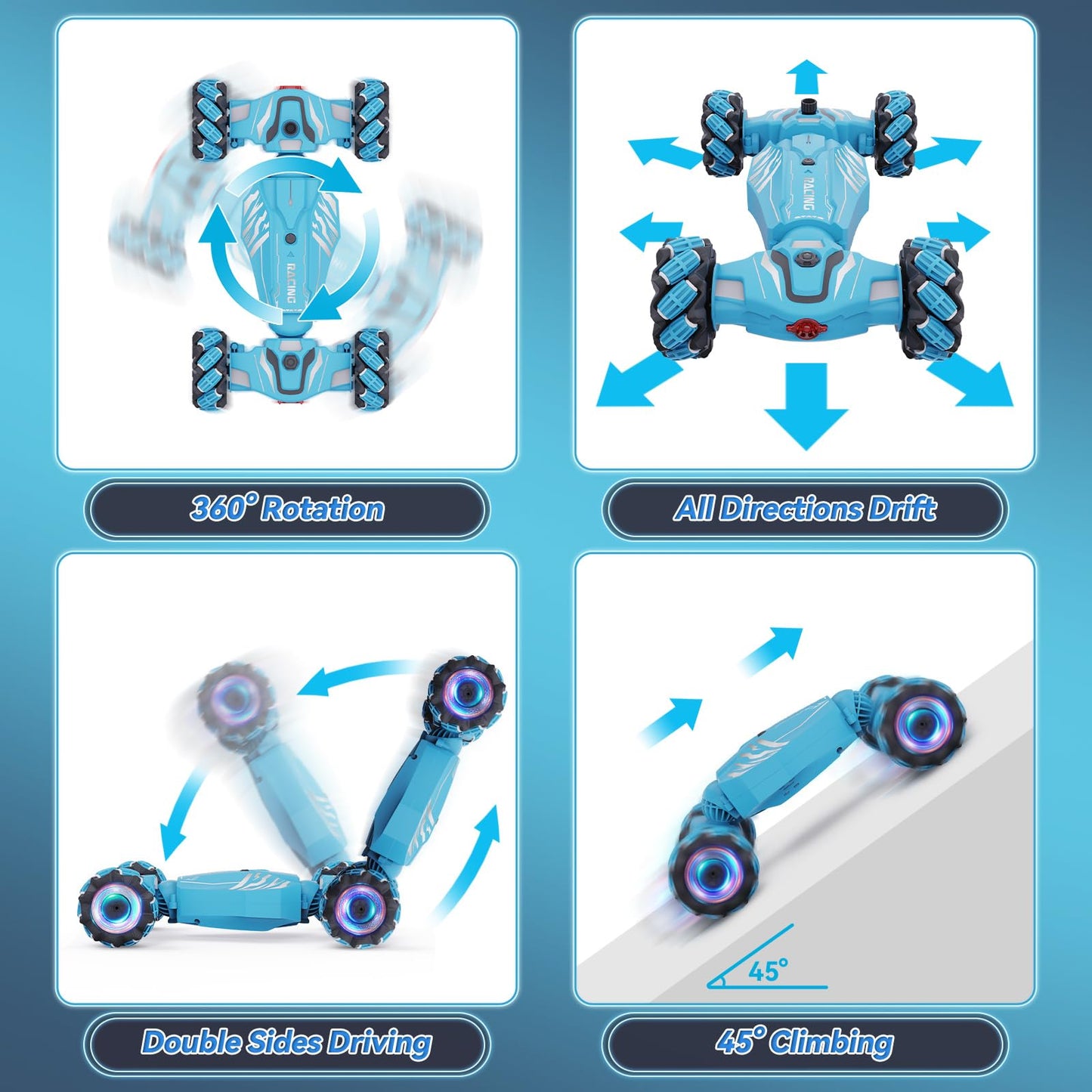 Dysaim Gesture Sensing RC Stunt Car, Toys Birthday Gifts for Boys Girls Ages 6-12, 4WD Remote Control Car 360 Rotate Transform D