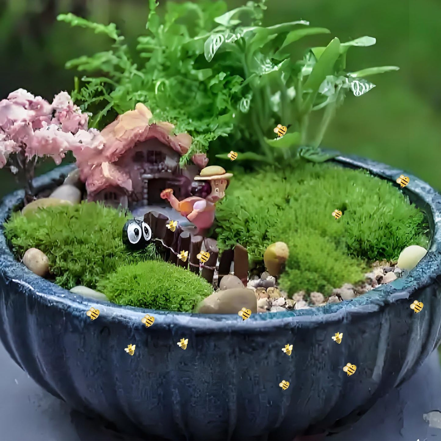 100 Piecesmini Bees Dollhouse Tiny For Crafts Dollhouse Fairy Garden Micro Landscaping Decoration Mini Halloween Figurines (Bees