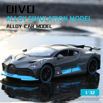 1:32 Bugatti Divo zinc Alloy Pull Back Car Diecast Electronic Toys with Lights and Music,Decorative,Mini Vehicles Toys for Kids,