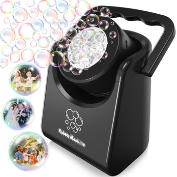 Bubble Machine Automatic Bubble Blower For Kids Batteries Operated Portable Bubble Maker Electric Bubble Machine Adjust Angle By 90° Indoor Outdoor Toy For Birthday Party Wedding Black
