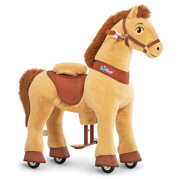 Ponycycle Horse Ride On Toys Riding Horses Rocking Horse Walking Pony Toys Essential Model E (With Brake/ 35.4' Height/Size 4 For Age 4-8) Boys And Girls Gifts Power Pony With Wheels Light Brown E436