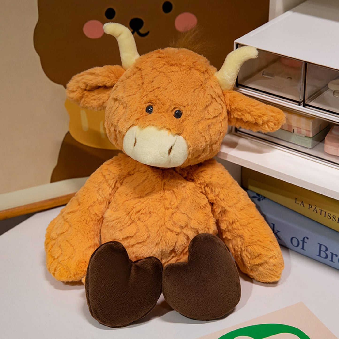 TONGSONG Plush Brown Cow Stuffed Animal Soft Plushies Huggable Cartoon Brown Cow Plush Toy Cattle Cute Yak Animal Cuddle Gifts for Kids and Lovers 12.6 Inch