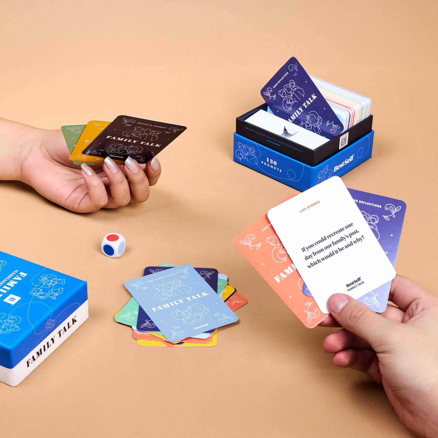 Bestself Family Talk Icebreaker Deck – 150 Conversation Starters For Family Connections, Fun Bonding, Game Nights