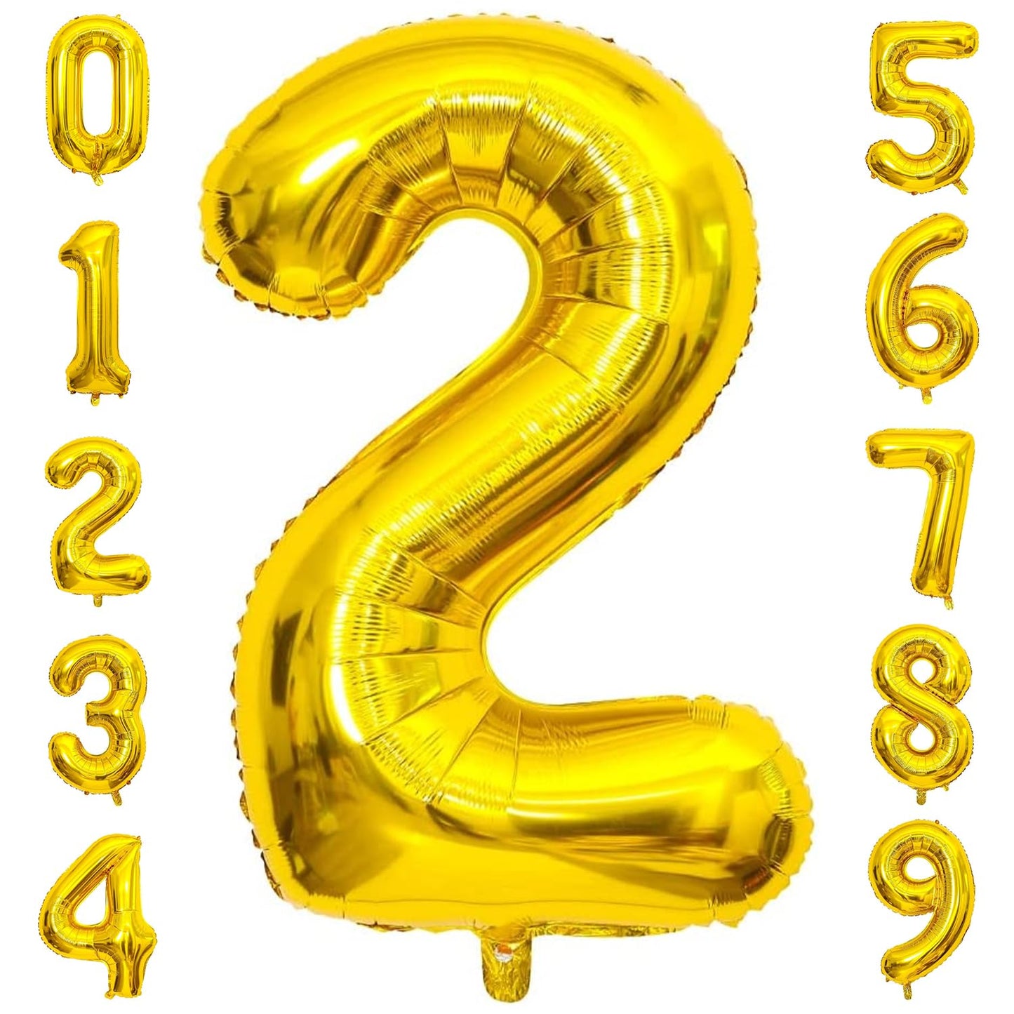 Paticool Gold Number 2 Balloon, 40 Inch Large Number Foil Mylar Balloons For 2Nd Girl Boy Birthday Party Celebration Decorations